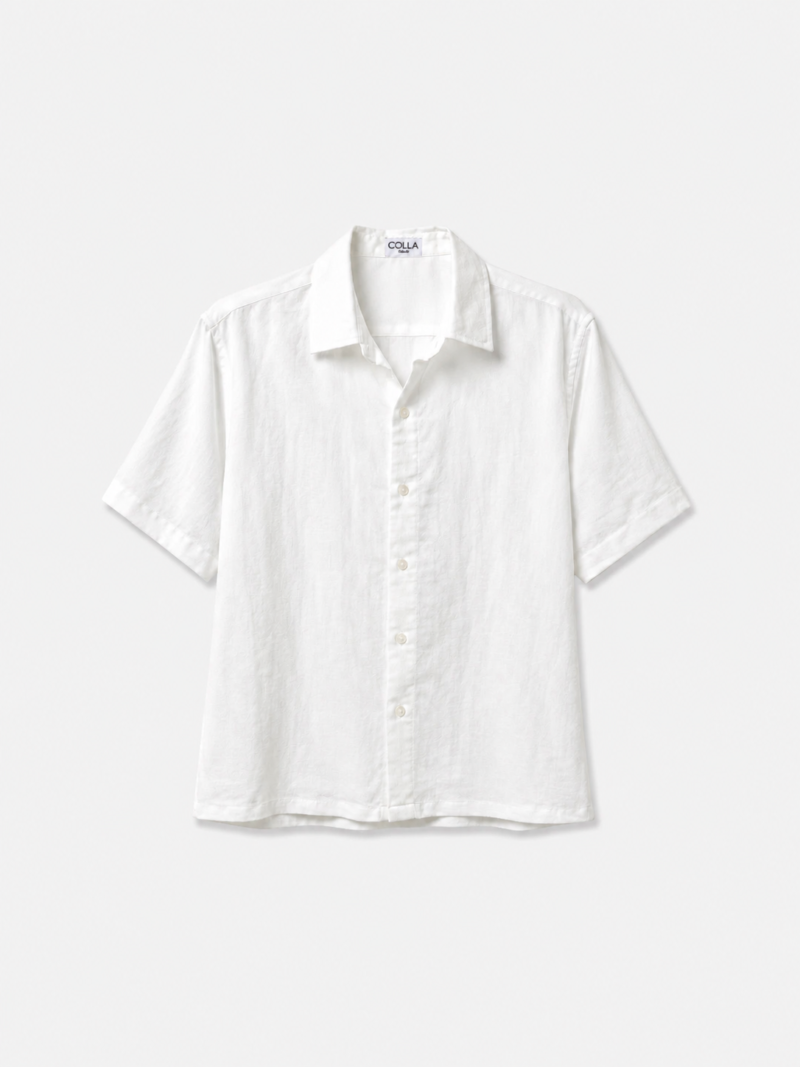 Boxy Linen Shirt White